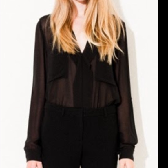 Babaton Finley Black Silk Blouse Shirt Small - Picture 2 of 9